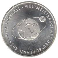 (2004d) Монета Германия (ФРГ) 2004 год 10 евро "ЧМ по футболу Германия 2006"  Серебро Ag 925  UNC